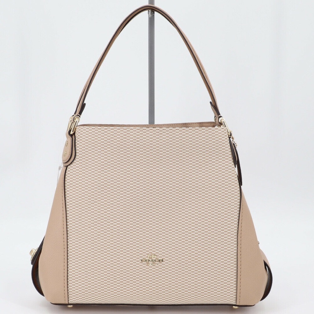 New Coach Edie 31 Jacquard and Leather Shoulder Bag Beechwood